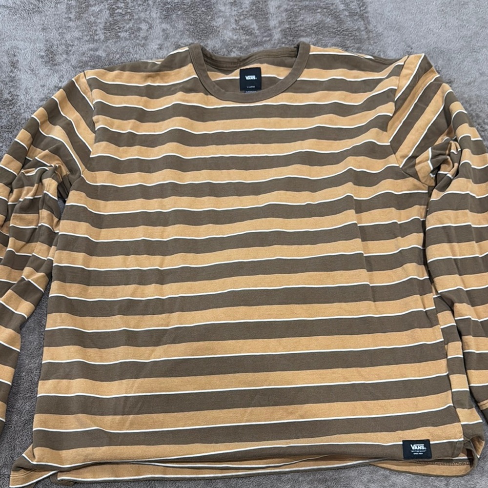 Vans Brown and Tan Long Sleeve Tee